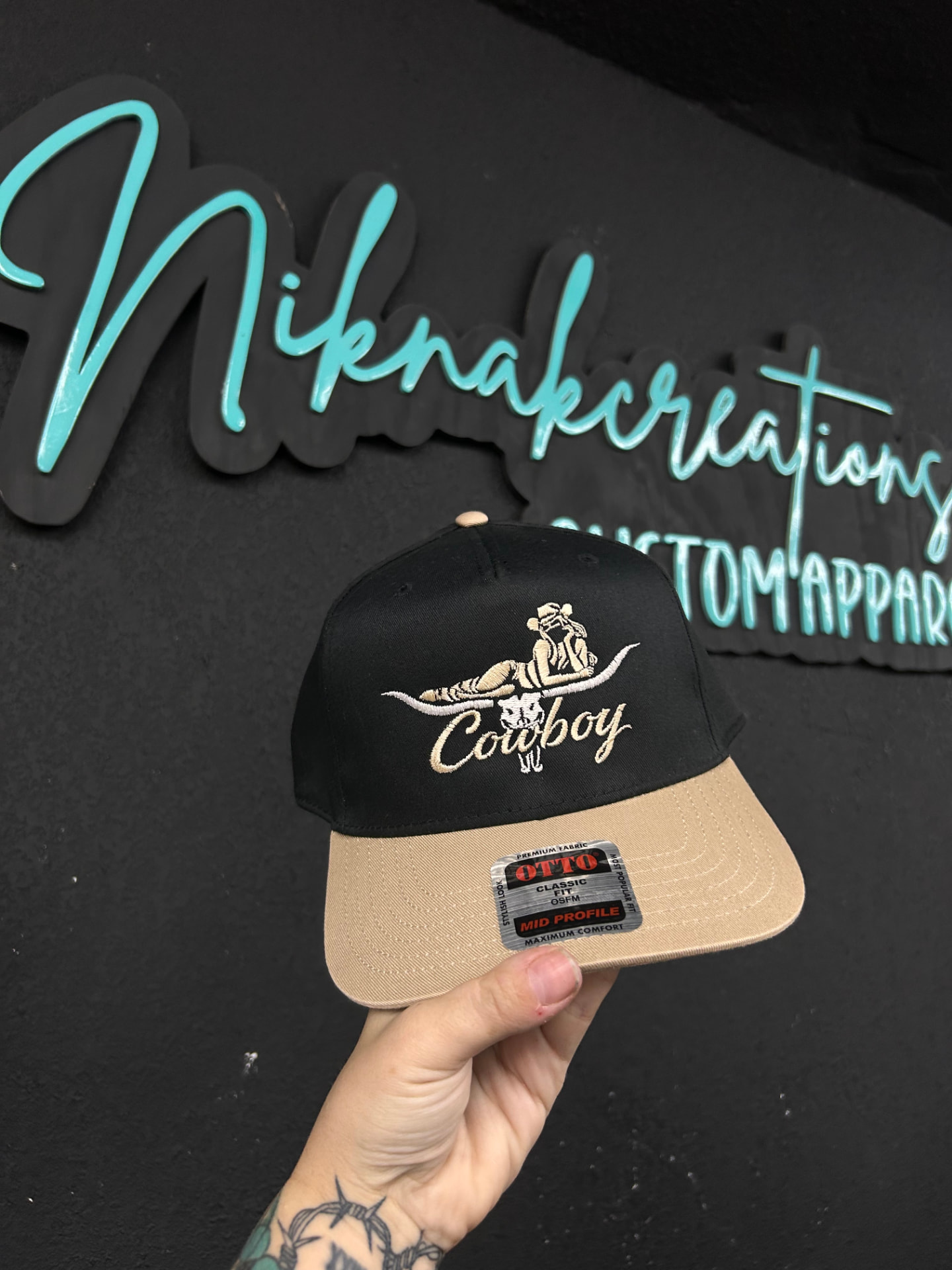 Cowboy embroidered ladies hat